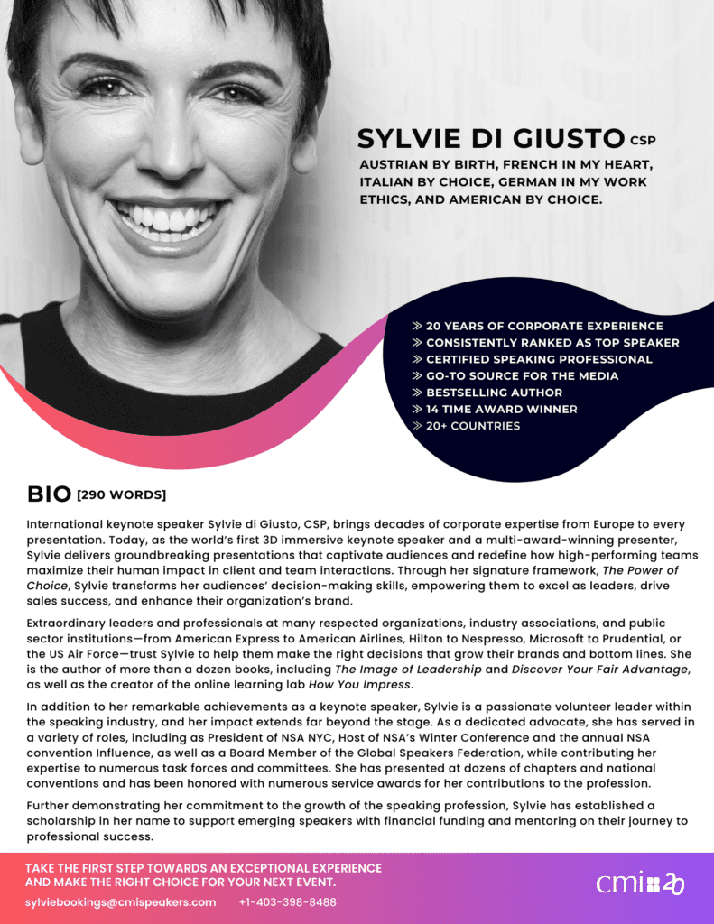 Sylvie di Giusto, Bio Speaker Associations