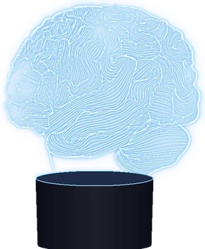 The Brain Box, a glowing holographic brain keepsake